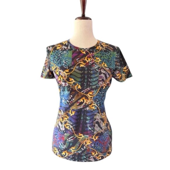Versus Versace Womens T-Shirt Short Sleeve Baroque Pattern Multicolor Size M EUC - Picture 3 of 16